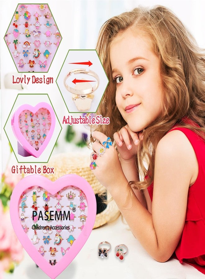 PASEMM 36pcs Little Girl Jewel Rings, Adjustable Unicorn Rings Toys, No Duplication Kids Play Ring in Box,Dress Up for 4-12 Year Old Girls, Birthday Christmas Valentine's Day Holiday Gifts - Image 3